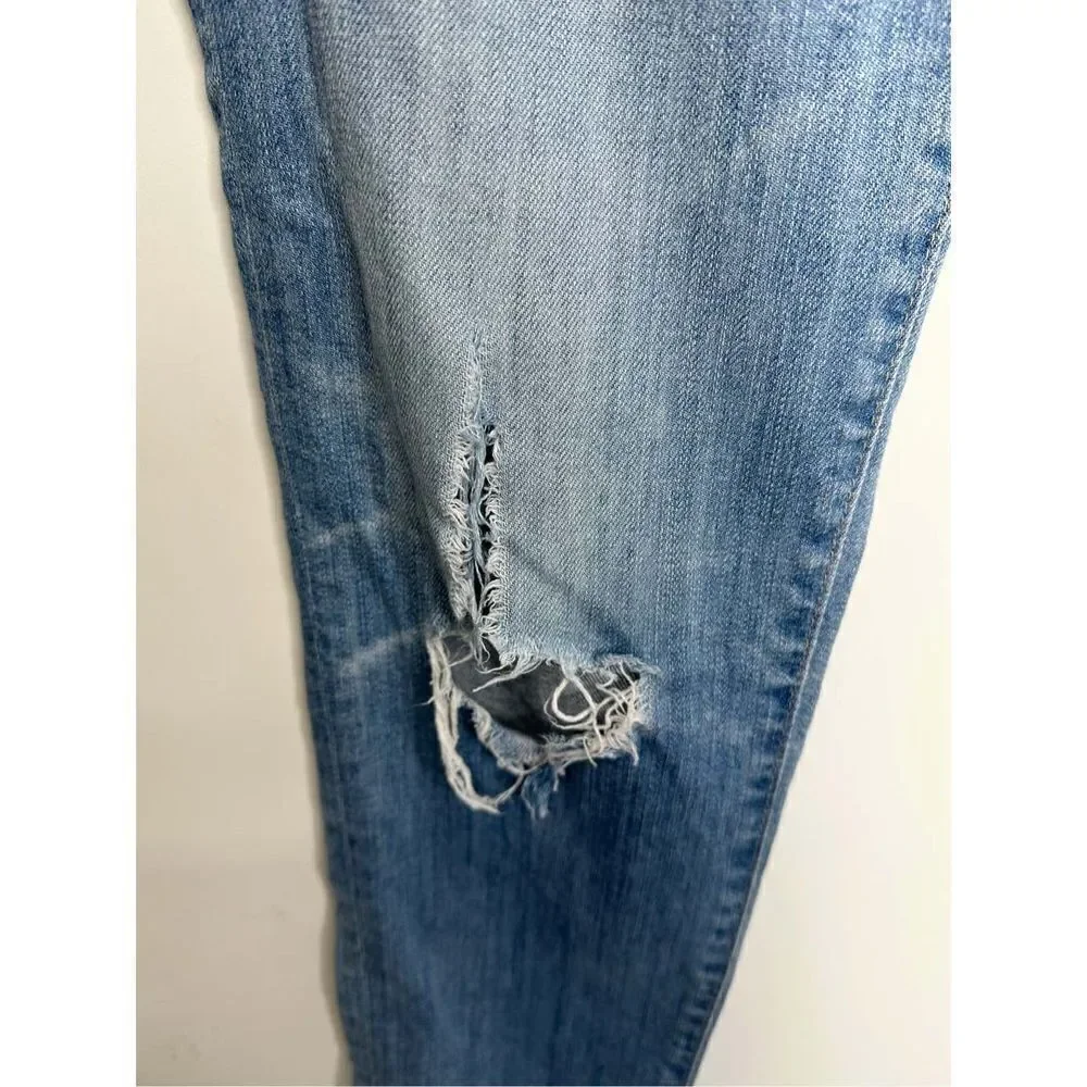 Adriano‎ Goldschmied Cigarette Roll-up Light Wash Distressed Jeans Size 27R